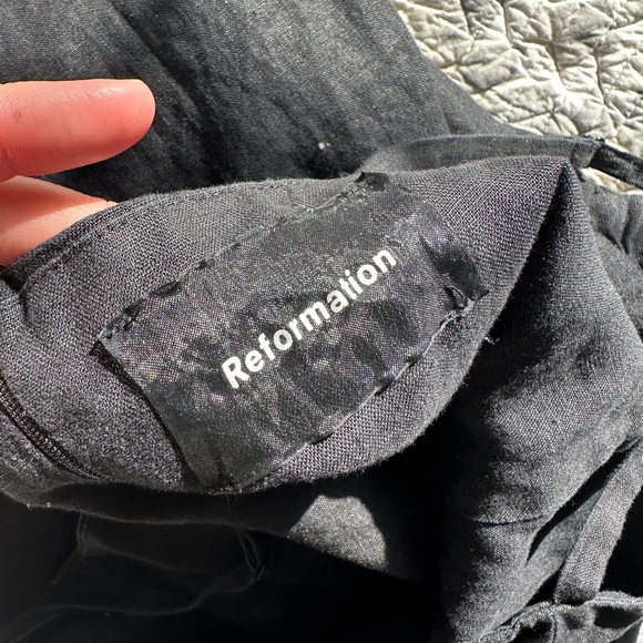 Reformation Thelma Black Button-Front linen Midi Dress - Picture 7 of 8